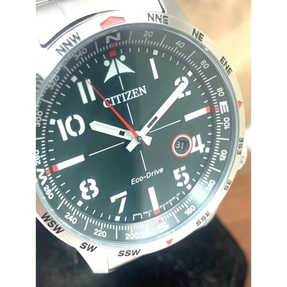 Citizen Men's Watch BM7551-50X Eco-Drive Green Dial Silver Stainless Steel 43mm - Picture 12 of 13